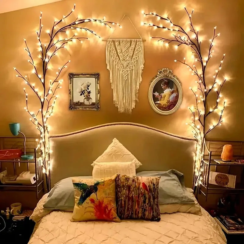144 LED USB décoration murale chaîne lumières saule branche de vigne lumière blanche chaude pour chambre cuisine mariage noël nouvel an décor