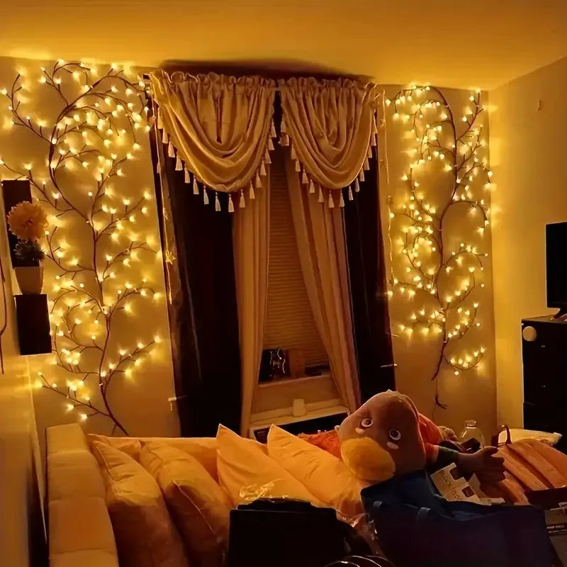 144 LED USB décoration murale chaîne lumières saule branche de vigne lumière blanche chaude pour chambre cuisine mariage noël nouvel an décor