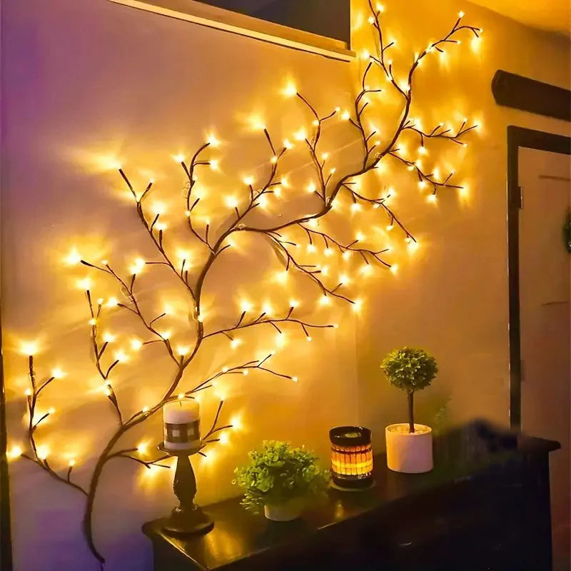 144 LED USB décoration murale chaîne lumières saule branche de vigne lumière blanche chaude pour chambre cuisine mariage noël nouvel an décor