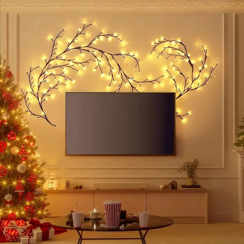 144 LED USB décoration murale chaîne lumières saule branche de vigne lumière blanche chaude pour chambre cuisine mariage noël nouvel an décor