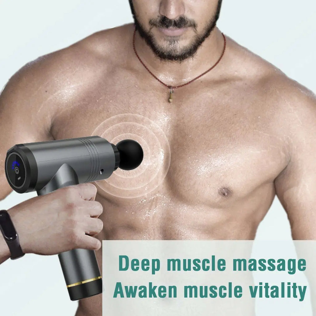 Pistolet de massage fascia sans fil professionnel haute puissance 30 vitesses avec écran LCD, physiothérapie infrarouge, 6 têtes de massage pour un massage corporel