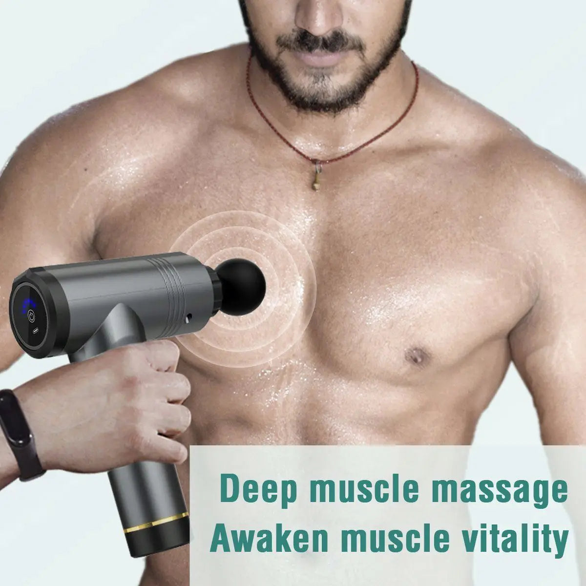 Pistolet de massage fascia sans fil professionnel haute puissance 30 vitesses avec écran LCD, physiothérapie infrarouge, 6 têtes de massage pour un massage corporel