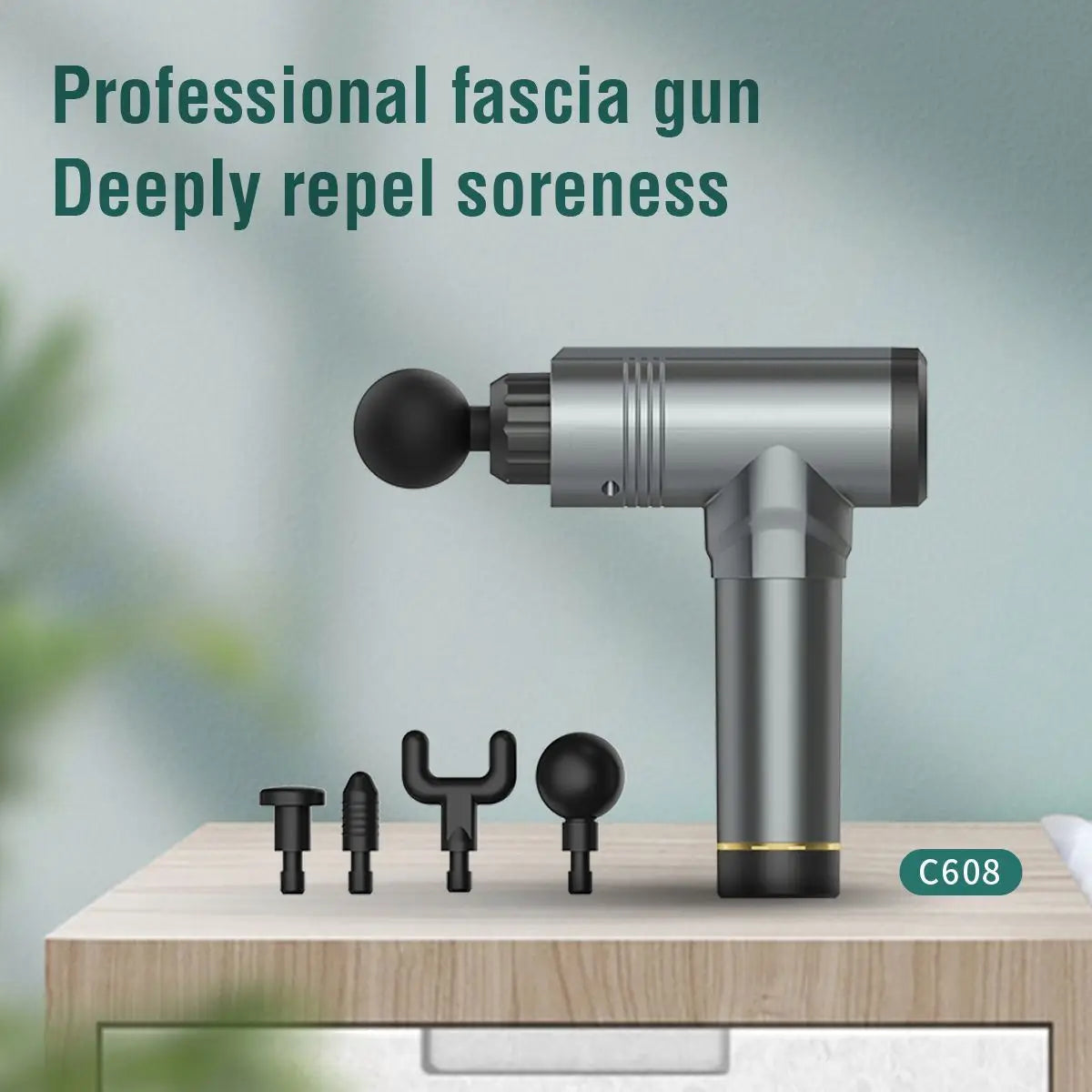 Pistolet de massage fascia sans fil professionnel haute puissance 30 vitesses avec écran LCD, physiothérapie infrarouge, 6 têtes de massage pour un massage corporel