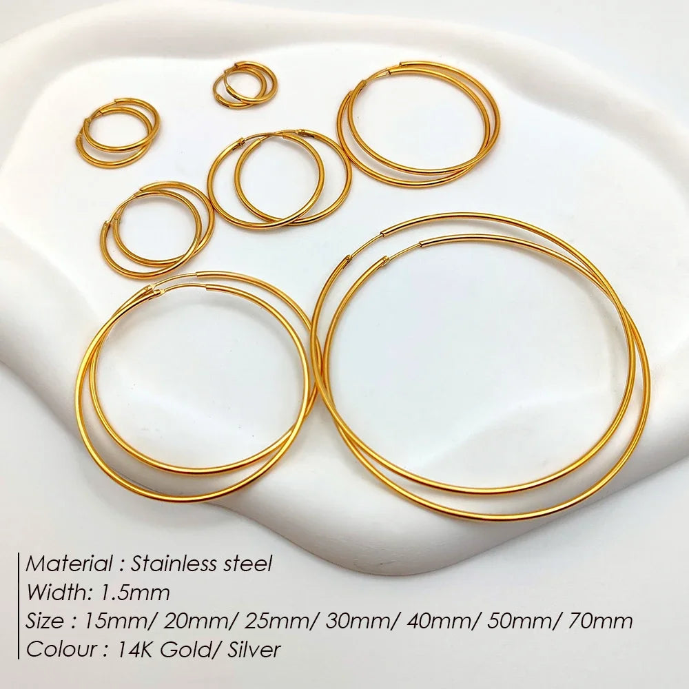 EManco Fashion Gold Size Circle Earrings Women's Jewelry Classic Stainless Steel Earrings Dropshipping Wholesale