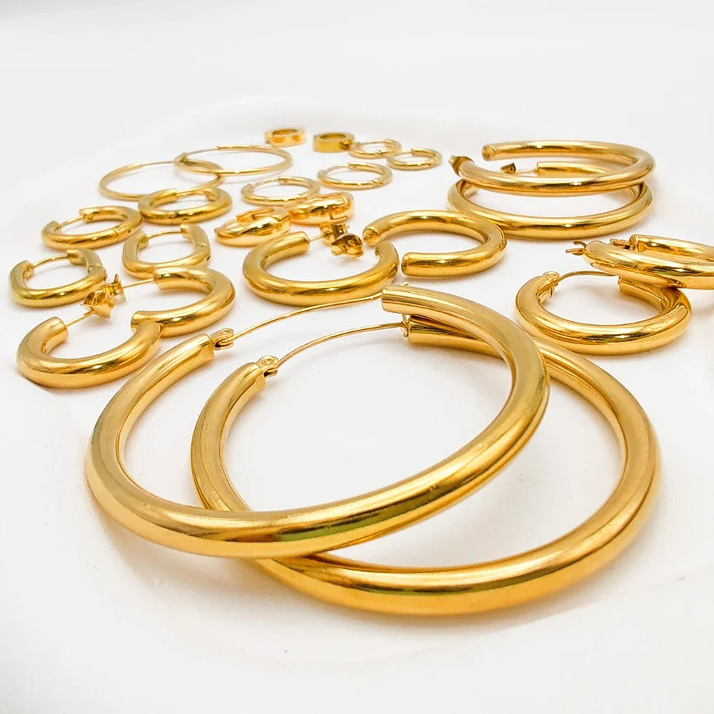 EManco Fashion Gold Size Circle Earrings Women's Jewelry Classic Stainless Steel Earrings Dropshipping Wholesale