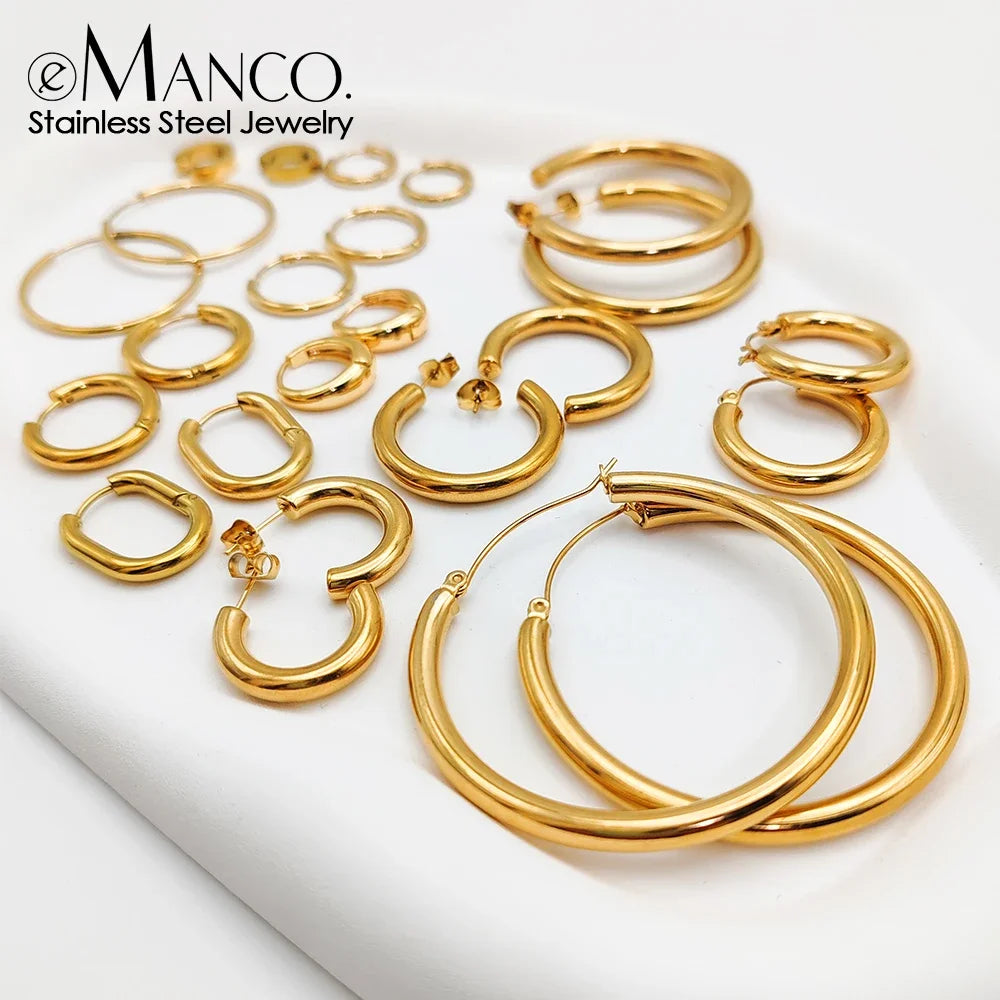 EManco Fashion Gold Size Circle Earrings Women's Jewelry Classic Stainless Steel Earrings Dropshipping Wholesale