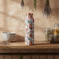 Bouteille d'eau en cuivre artisanale Premium 1 Litre motif Paon, anti-fuite, sans soudure, pour yoga ayurvédique, gym et bien-être