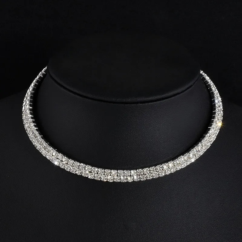 collier ras du cou en cristal couleur argent pour femmes, accessoires de mariage, strass, ras du cou, bal