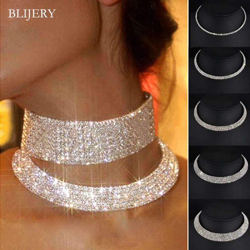 collier ras du cou en cristal couleur argent pour femmes, accessoires de mariage, strass, ras du cou, bal