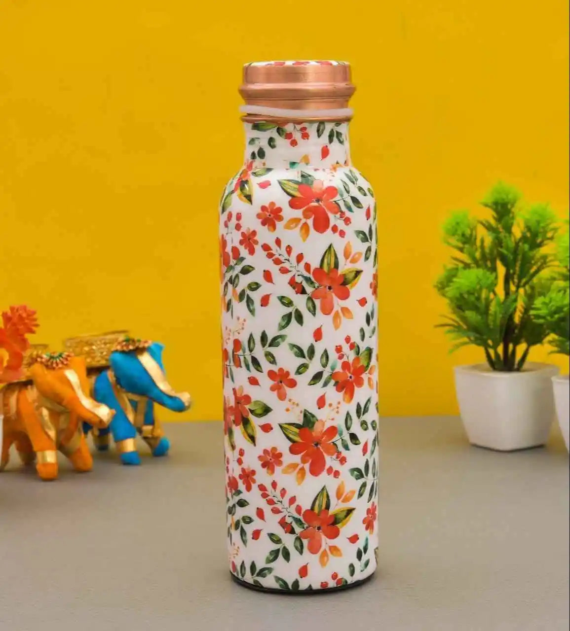 Bouteille d'eau en cuivre rose marbré de qualité supérieure, 1 litre, étanche, sans soudure, bouteille ayurvédique pour le yoga, bouteille artisanale pour la salle de sport