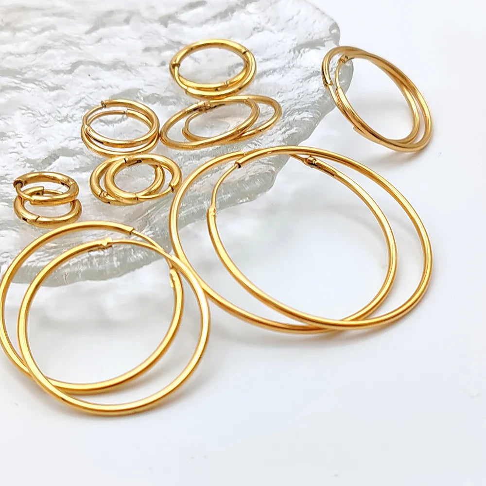 EManco Fashion Gold Size Circle Earrings Women's Jewelry Classic Stainless Steel Earrings Dropshipping Wholesale