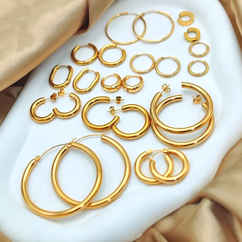 EManco Fashion Gold Size Circle Earrings Women's Jewelry Classic Stainless Steel Earrings Dropshipping Wholesale