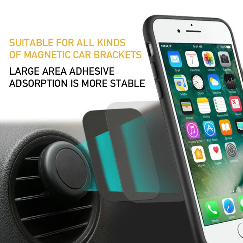 Lot de 5 plaques métalliques pour support magnétique de téléphone (formes rondes et carrées) – compatibles smartphones et tablettes (voiture ou bureau)