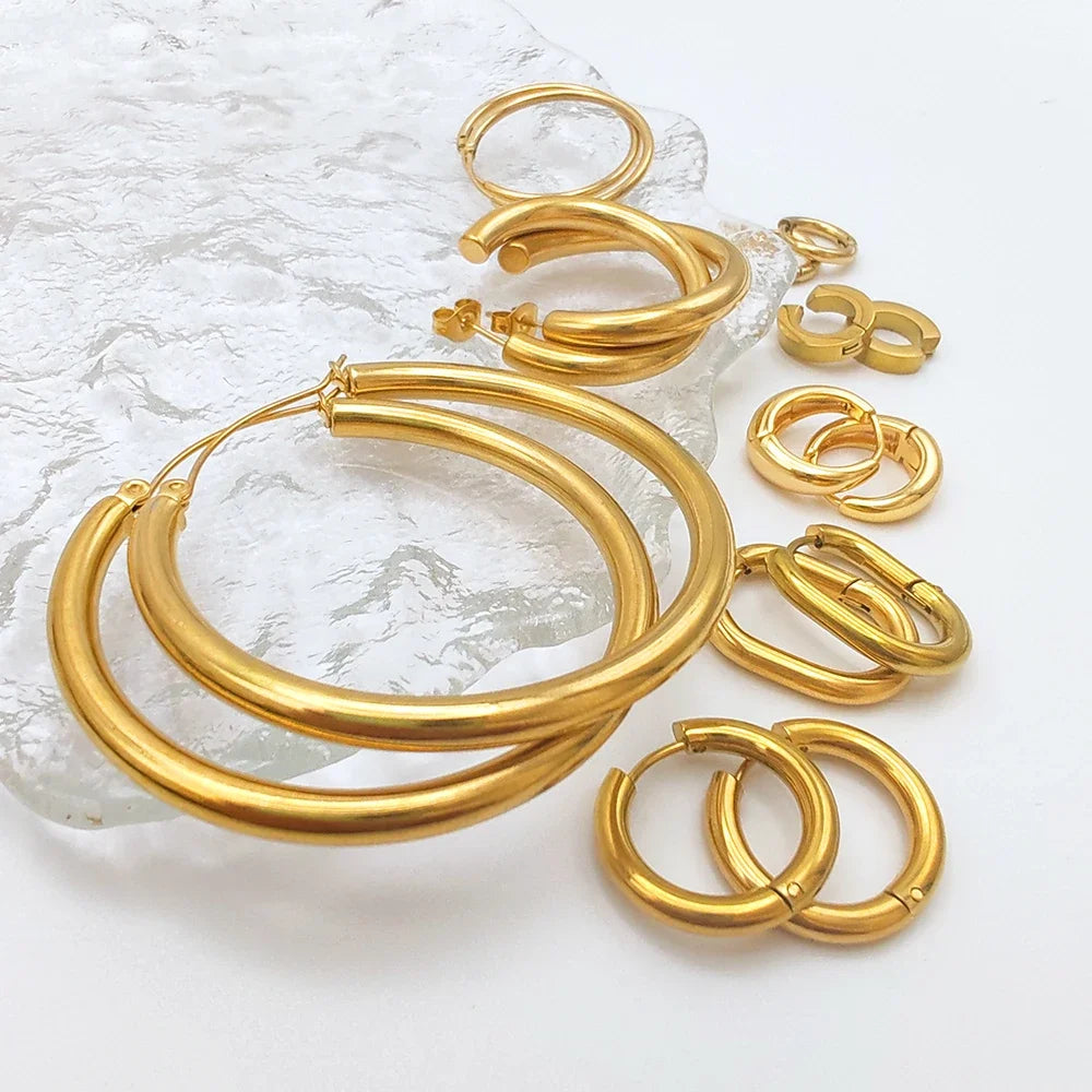 EManco Fashion Gold Size Circle Earrings Women's Jewelry Classic Stainless Steel Earrings Dropshipping Wholesale