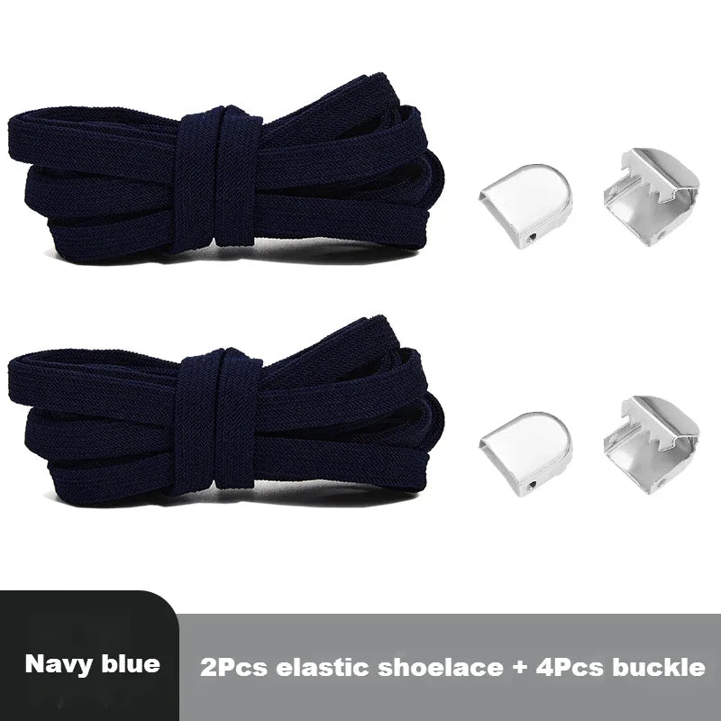 Lacets élastiques plats pour baskets – Système sans nœud avec clips de fixation rapide – Accessoires pour chaussures (enfants et adultes)