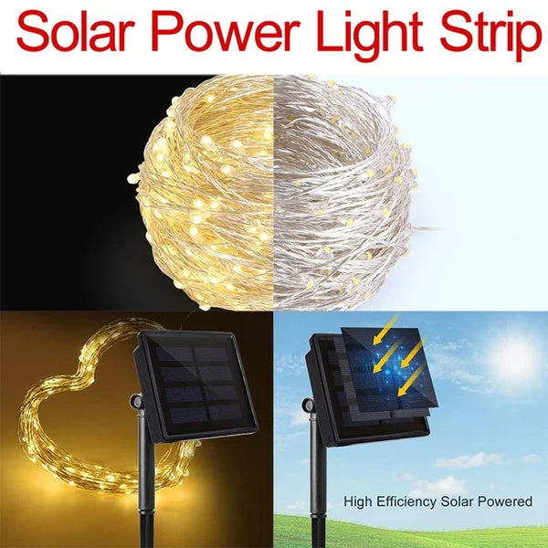 LED Lumière solaire extérieure Jardin Fée Corde Lumière LED Twinkle Lampe imperméable pour le patio de Noël Tree Party 6m/12m/23m/33m