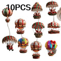 Lot de 10 décorations suspendues en bois faites à la main (série Père Noël en parachute) – Idéal pour la décoration de la maison et du jardin ou comme cadeau de fêtes