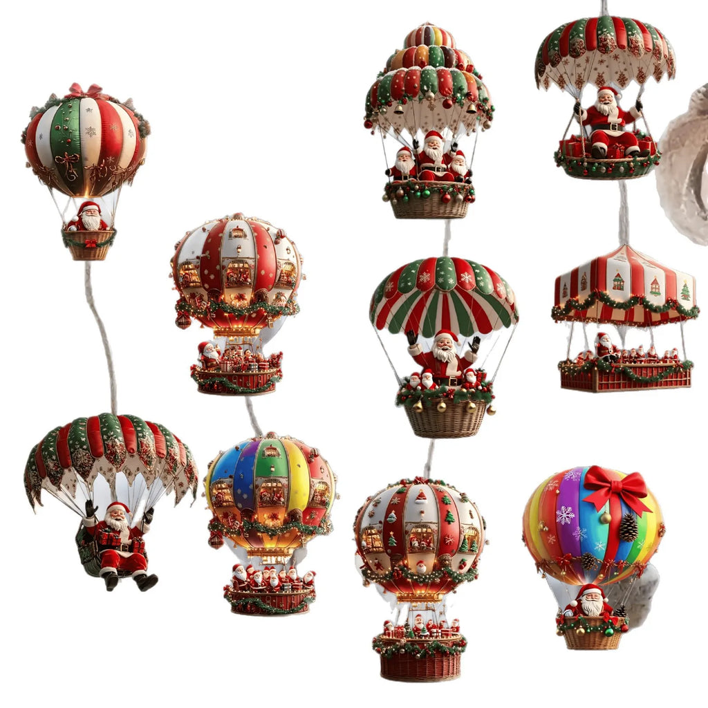 10/20/30 pièces Série Parachute du Père Noël Décoration en bois faite à la main pour la maison et le jardin Cadeau de Noël