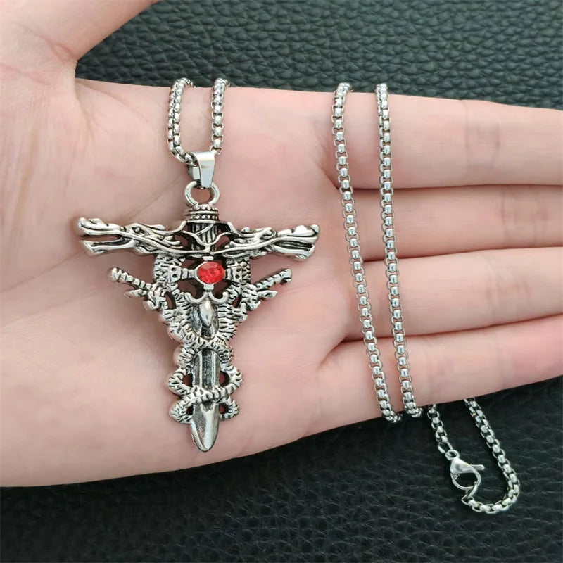Collier croix rétro gothique, style européen et américain, pour hommes et femmes, tendance streetwear hip-hop, polyvalent