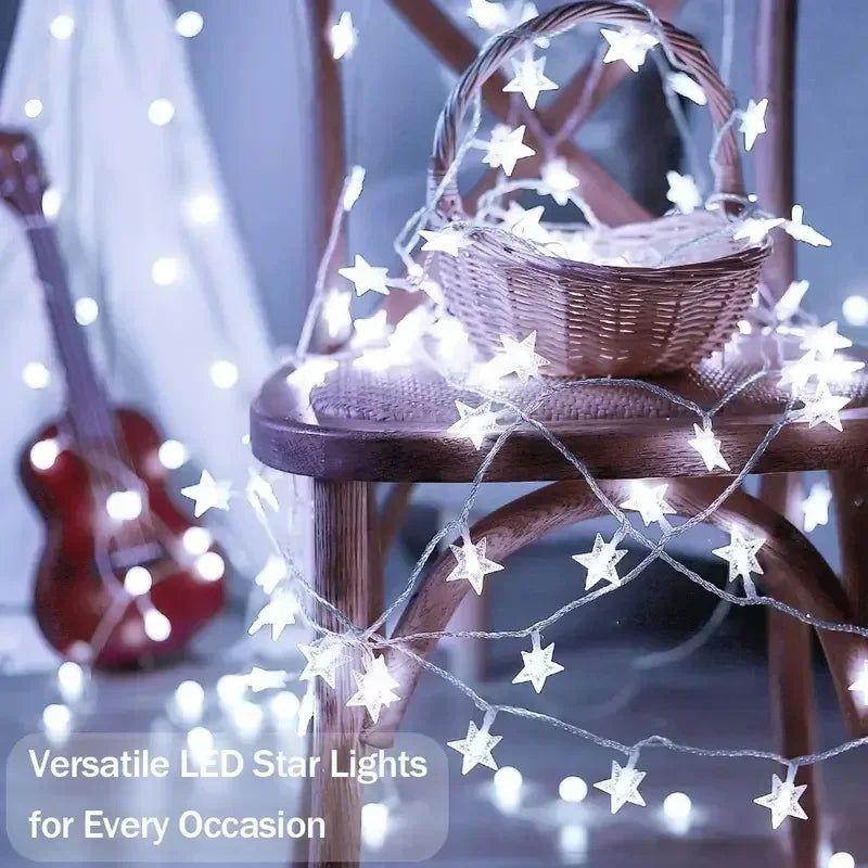LED String Lights Star Garland Lamps Ampoule Fées Lumières de chaîne Fête Maison Jardin de mariage Halloween Décor de Noël