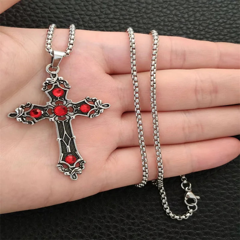 Collier croix rétro gothique, style européen et américain, pour hommes et femmes, tendance streetwear hip-hop, polyvalent