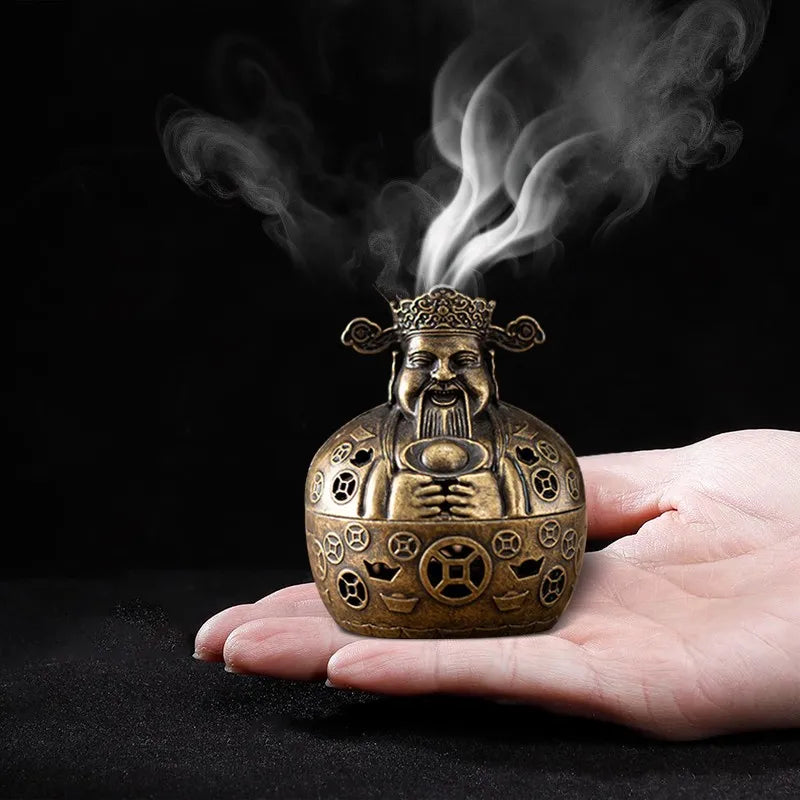 Brûleur d'encens en alliage Vintage, porte-bâton à trois pattes ajouré, Mini encensoir en bois de santal, décoration de la maison