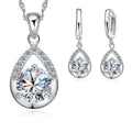 Parures de bijoux fantaisie élégantes en argent sterling 925, finition or blanc, de qualité supérieure (boucles d'oreilles et collier) – Idéal pour une tenue de mariage ou pas