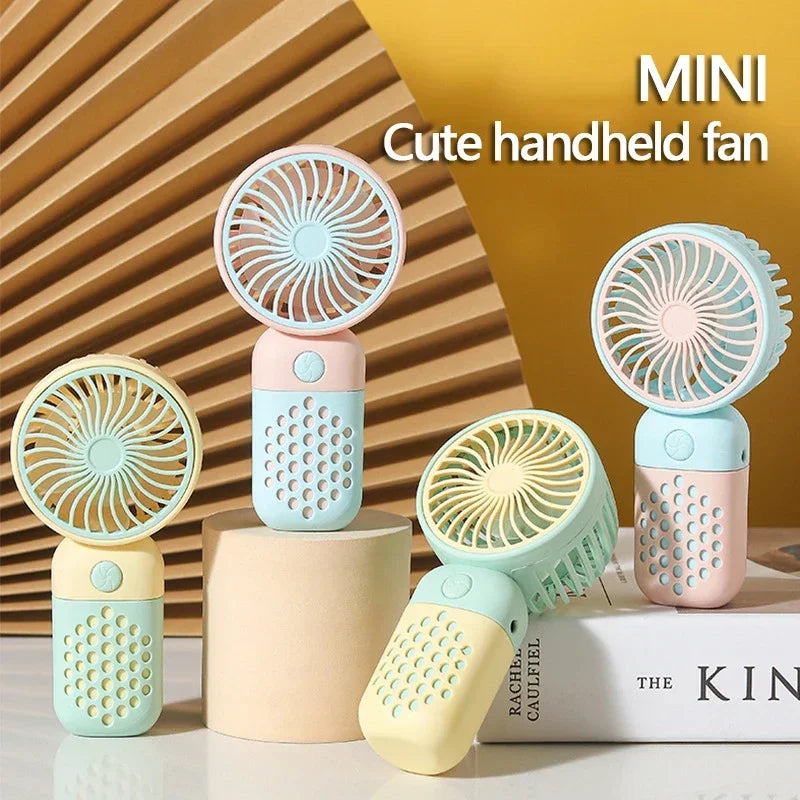 Mini-ventilateur portatif USB rechargeable, silencieux et compact – Idéal pour les étudiants, le dortoir, les voyages et l'extérieur