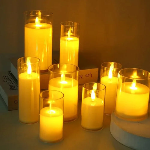 Bougies LED sans flamme vacillantes avec piles, lampe électrique acrylique imitation bougie chauffe-plat pour halloween