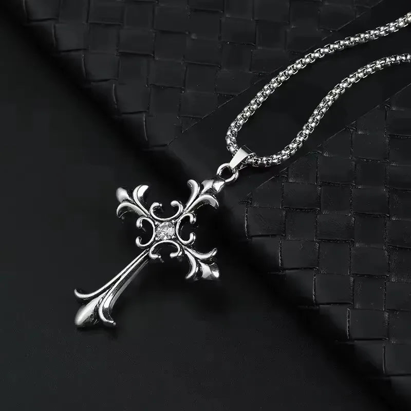 Collier croix rétro gothique, style européen et américain, pour hommes et femmes, tendance streetwear hip-hop, polyvalent