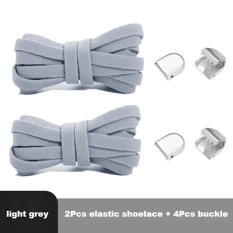 Lacets élastiques plats pour baskets – Système sans nœud avec clips de fixation rapide – Accessoires pour chaussures (enfants et adultes)