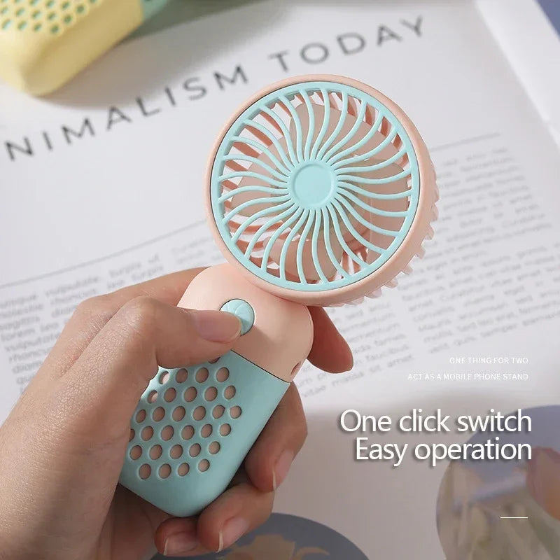 Mini-ventilateur portatif USB rechargeable, silencieux et compact – Idéal pour les étudiants, le dortoir, les voyages et l'extérieur