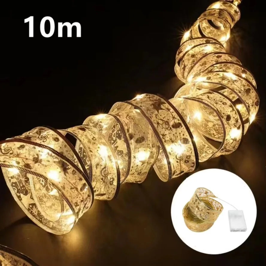 2026 LED ruban décoration lumières 10m arbre de noël décoration ornements dentelle arcs chaîne lumières Navidad décors pour la maison nouvel an