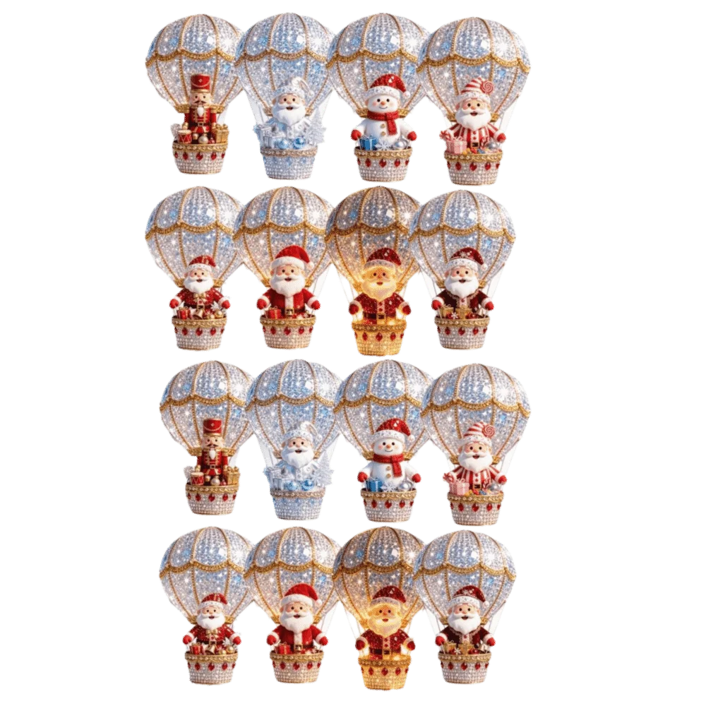 Lot de 8 ou 16 décorations de Noël en bois (bonhomme de neige, Père Noël) – Suspensions plates 2D délicates et brillantes pour le sapin ou le salon