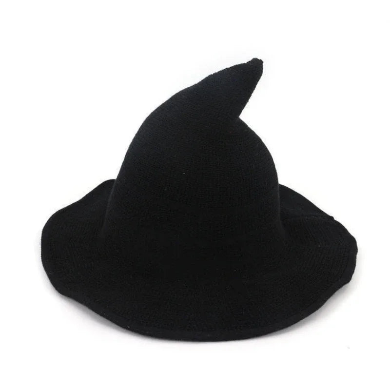 Chapeau de sorcière vintage en tricot de laine pour costume d'Halloween – Idéal pour fêtes, cosplay, bals masqués et décoration de festival