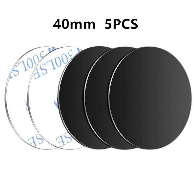 Lot de 5 plaques métalliques pour support magnétique de téléphone (formes rondes et carrées) – compatibles smartphones et tablettes (voiture ou bureau)