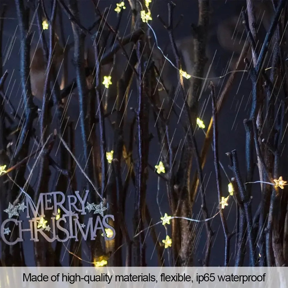 Guirlande lumineuse LED en forme d'étoiles (1/2/5 m) – Décoration pour chambre ou fête, alimentation par USB ou piles, idéale pour Noël