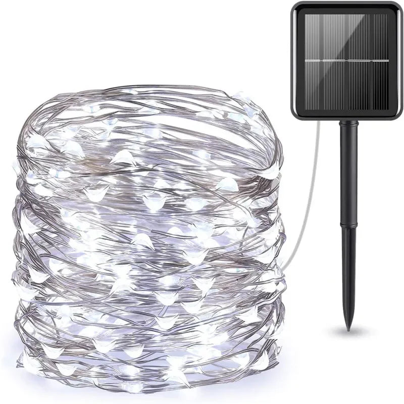 LED Lumière solaire extérieure Jardin Fée Corde Lumière LED Twinkle Lampe imperméable pour le patio de Noël Tree Party 6m/12m/23m/33m