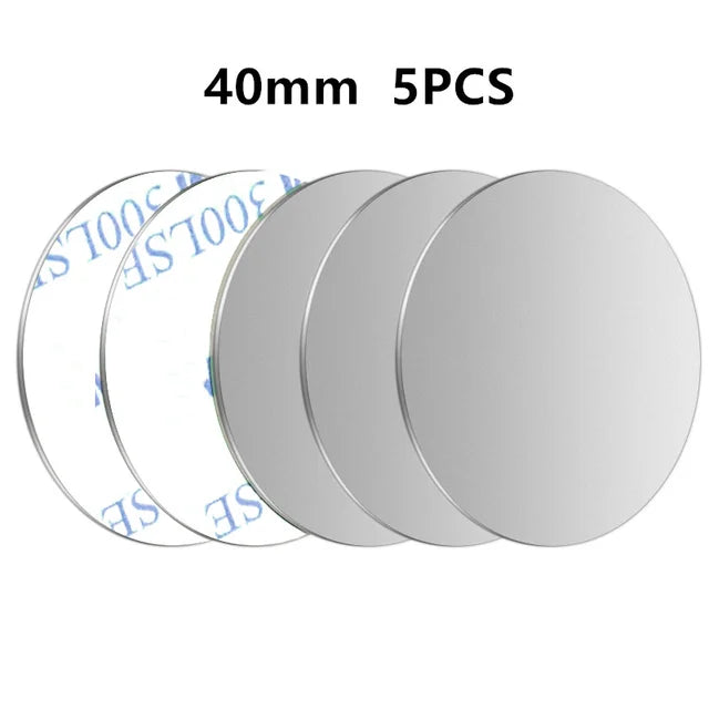 Lot de 5 plaques métalliques pour support magnétique de téléphone (formes rondes et carrées) – compatibles smartphones et tablettes (voiture ou bureau)