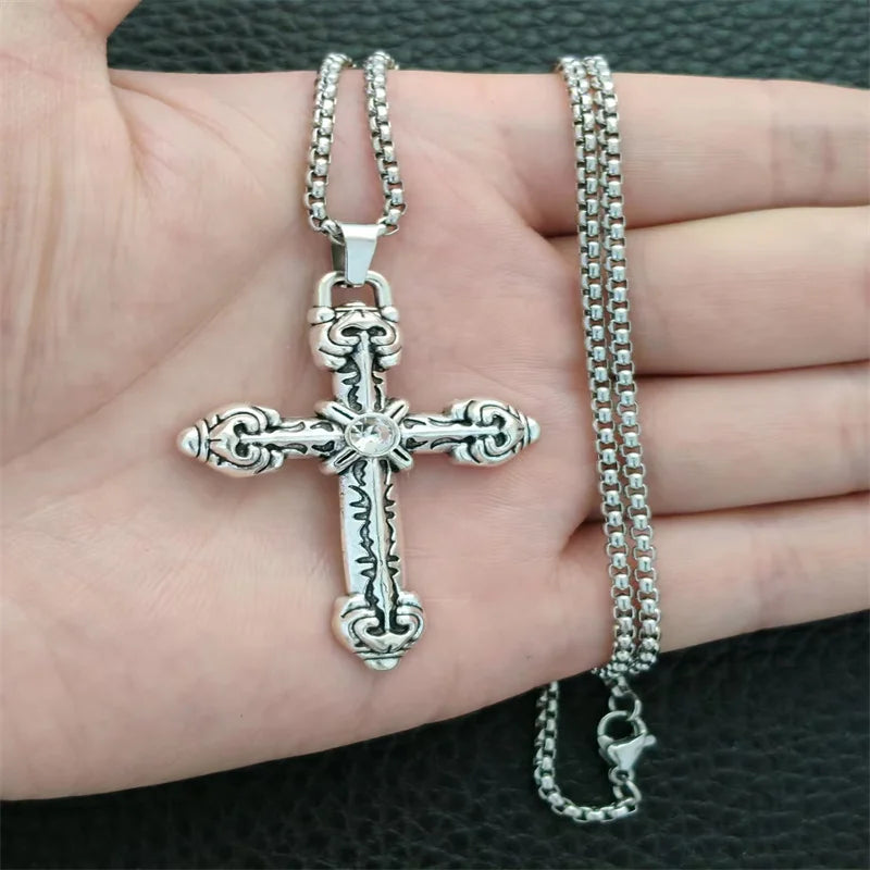 Collier croix rétro gothique, style européen et américain, pour hommes et femmes, tendance streetwear hip-hop, polyvalent