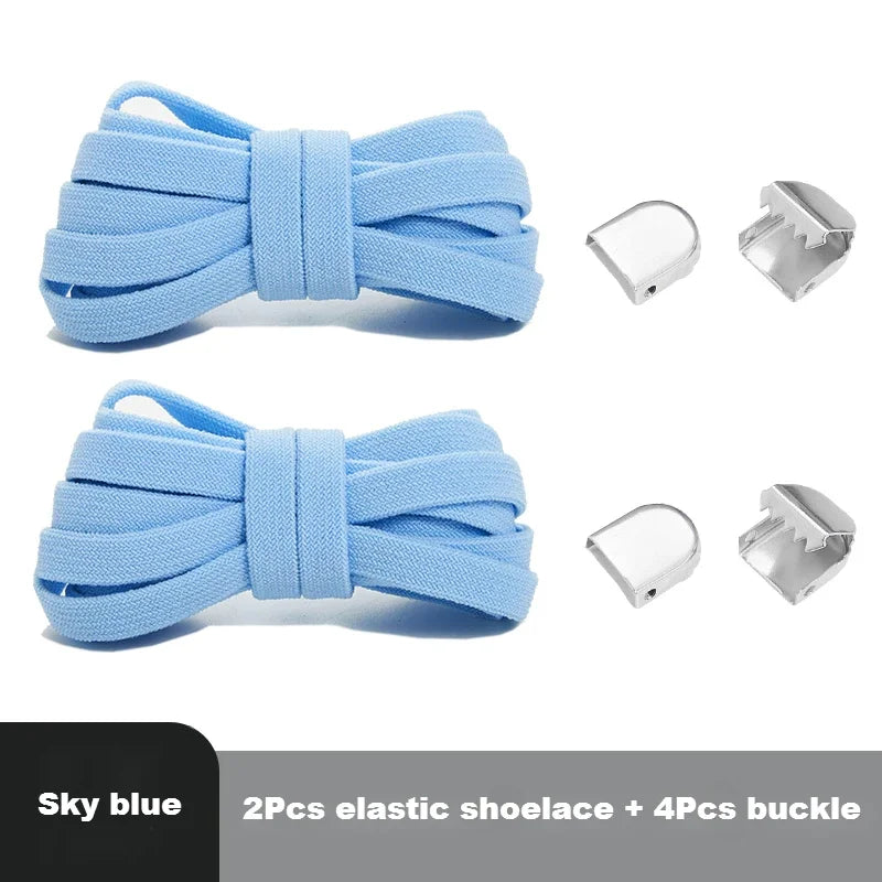 Lacets élastiques plats pour baskets – Système sans nœud avec clips de fixation rapide – Accessoires pour chaussures (enfants et adultes)