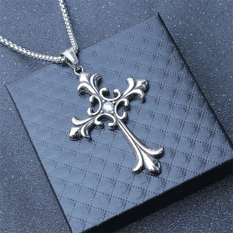 Collier croix rétro gothique, style européen et américain, pour hommes et femmes, tendance streetwear hip-hop, polyvalent