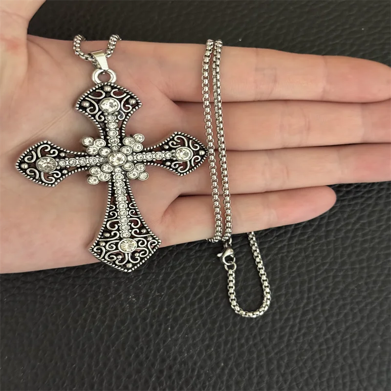 Collier croix rétro gothique, style européen et américain, pour hommes et femmes, tendance streetwear hip-hop, polyvalent
