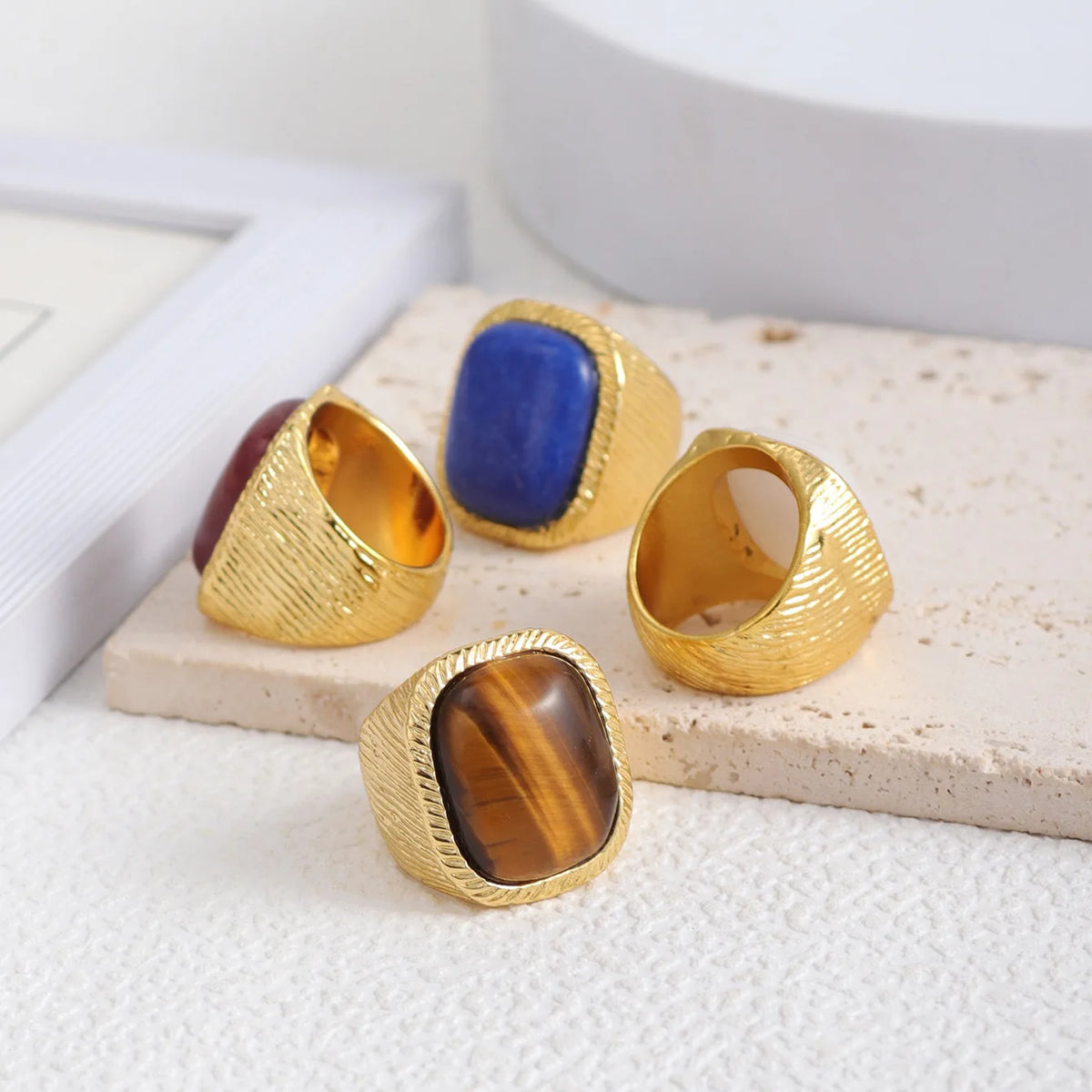 Bijoux carré pierre incrusté mode tendance accesorios para mujer anillo de promesa bijoux accessoires anillos grandes de mujer