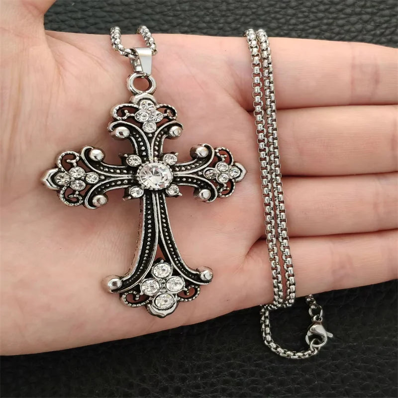 Collier croix rétro gothique, style européen et américain, pour hommes et femmes, tendance streetwear hip-hop, polyvalent