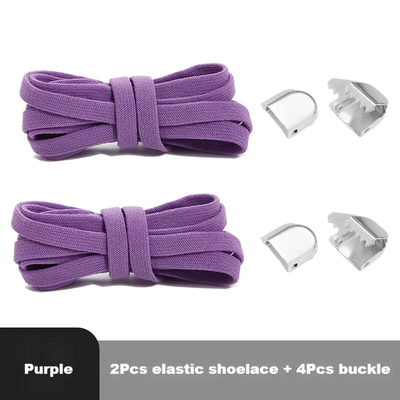 Lacets élastiques plats pour baskets – Système sans nœud avec clips de fixation rapide – Accessoires pour chaussures (enfants et adultes)