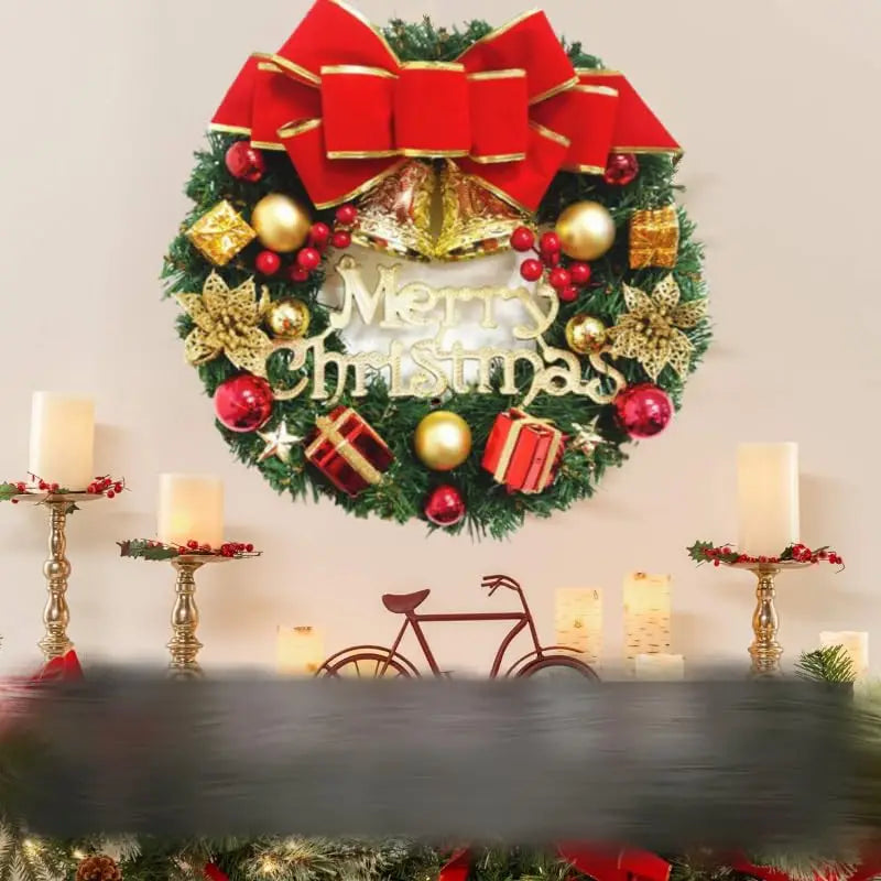 Couronne de Noël artificielle faite main – Décoration pour porte ou fenêtre – Accessoire décoratif raffiné et de haute qualité pour la maison