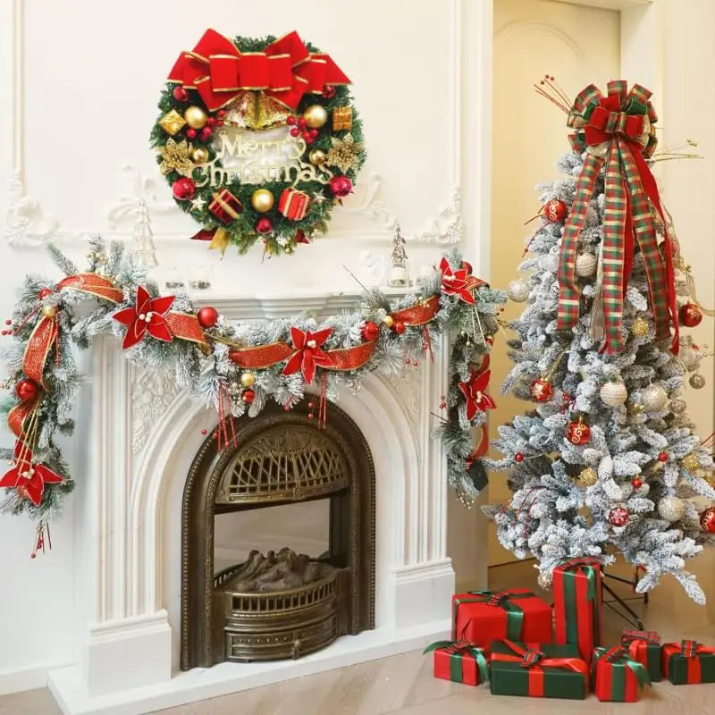 Couronne de Noël artificielle faite main – Décoration pour porte ou fenêtre – Accessoire décoratif raffiné et de haute qualité pour la maison
