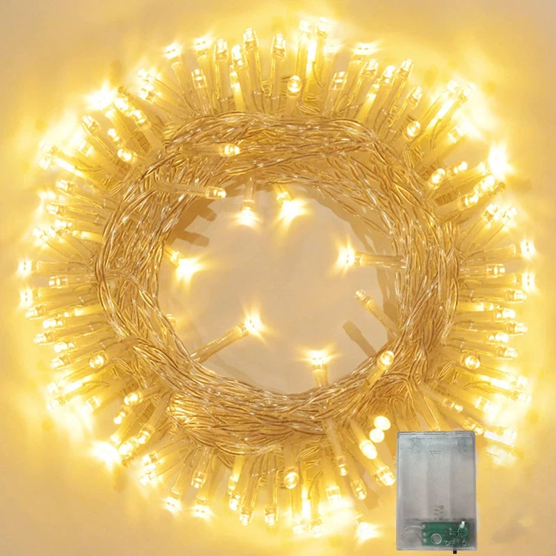 1/2/4/10M LED Lumières extérieures Garlande Lumière de fée Batterie à l'eau Ornement de Noël mariage jardin de nouvel an décor