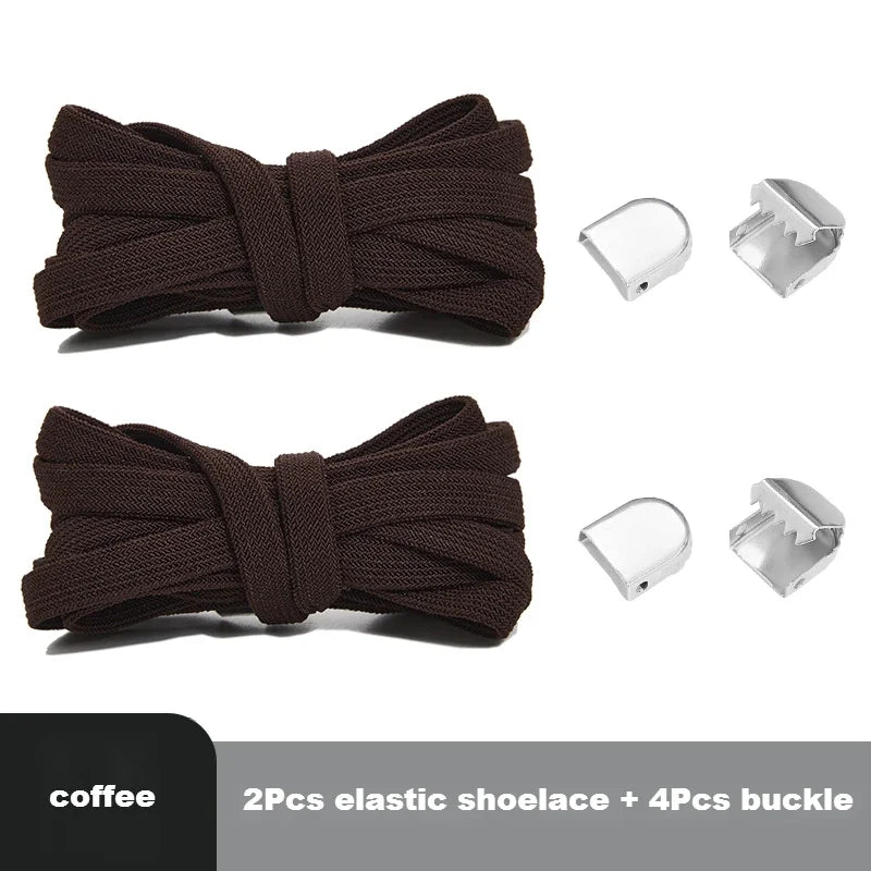 Lacets élastiques plats pour baskets – Système sans nœud avec clips de fixation rapide – Accessoires pour chaussures (enfants et adultes)